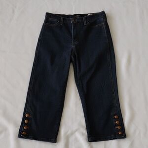 NYDJ Capri Marilyn Straight Leg Button Hem Lift Tuck Dark Wash Denim 6